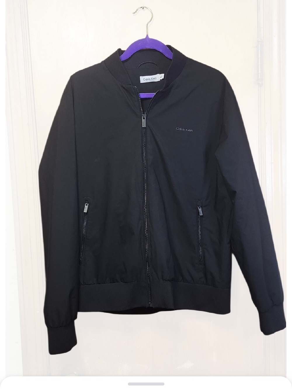 Calvin Klein Men’s Black Bomber Jacket - Zip Front